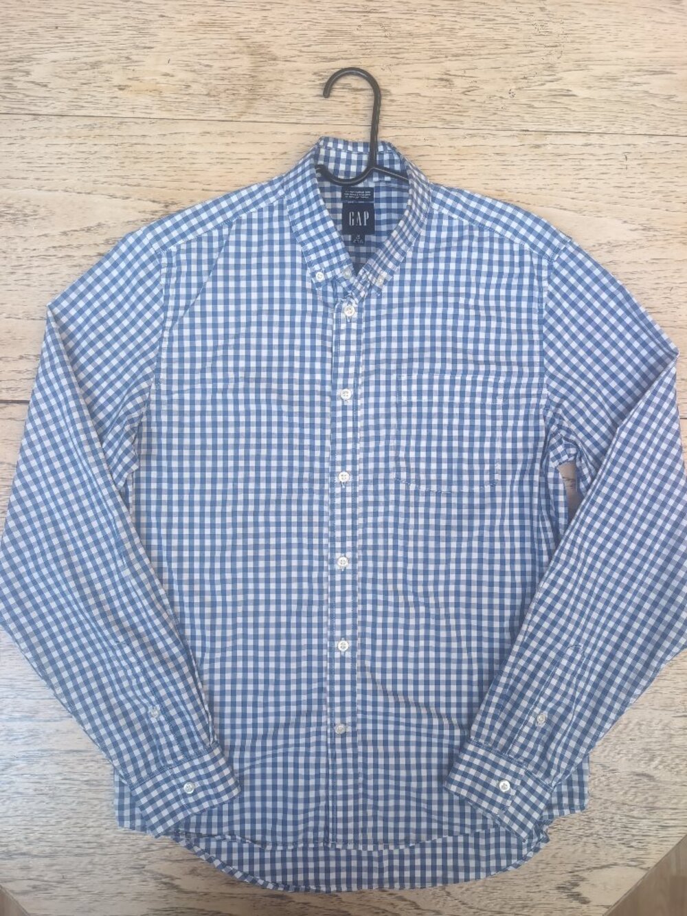 GAP Blue Gingham  'Cool-Max' Mens Shirt, Size Medium Tall